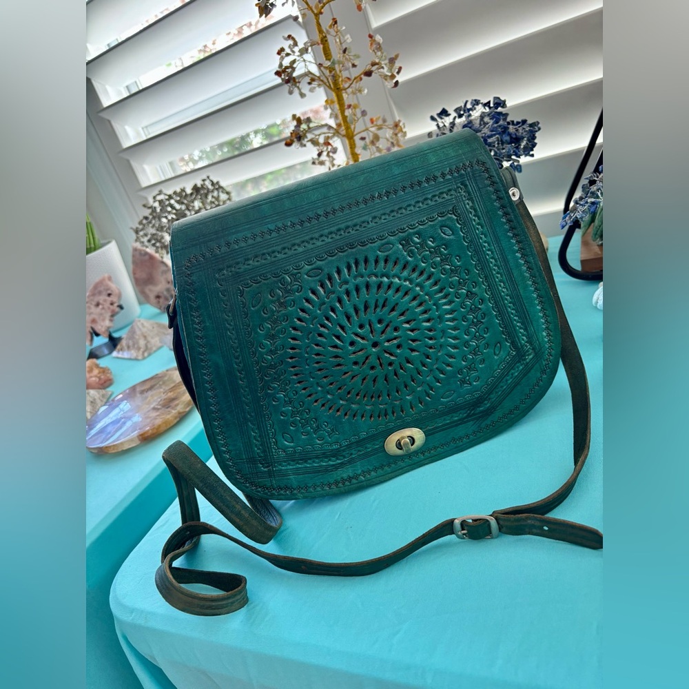 Moroccan Leather Crossbody Bag - Picture 2 of 7